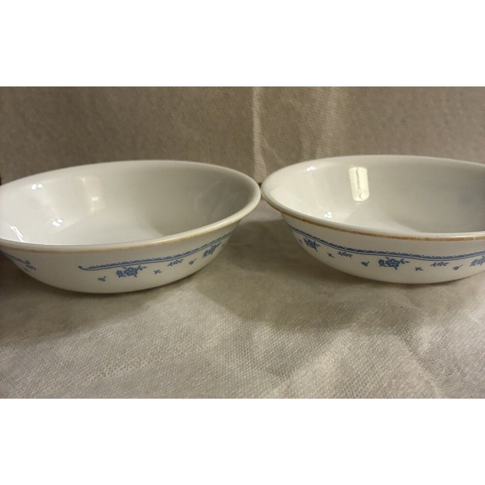 Corelle Morning Blue Cereal Soup Bowls Lot Of 2 USA Microwave Safe